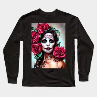 Girl with The Crow Makeup Long Sleeve T-Shirt